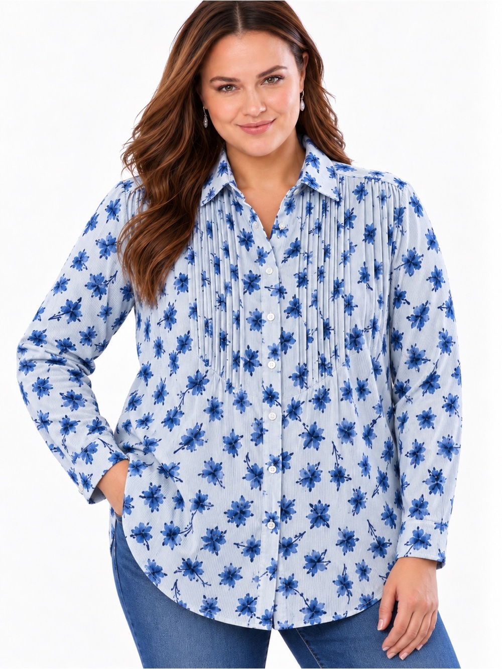 NWT cotton corduroy floral shirt long sleeve